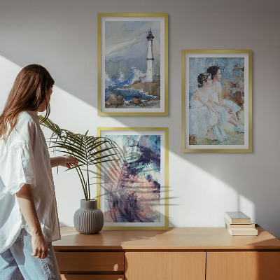 Lot de 3 tableaux pour salon Danseuse abstraite du phare