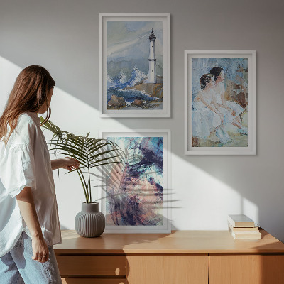 Lot de 3 tableaux pour salon Danseuse abstraite du phare