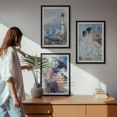 Lot de 3 tableaux pour salon Danseuse abstraite du phare