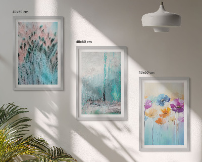 Lot de 3 tableaux pour salon Motifs de fond de fleurs pastel