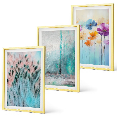 Lot de 3 tableaux pour salon Motifs de fond de fleurs pastel