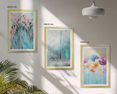 Lot de 3 tableaux pour salon Motifs de fond de fleurs pastel