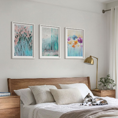 Lot de 3 tableaux pour salon Motifs de fond de fleurs pastel