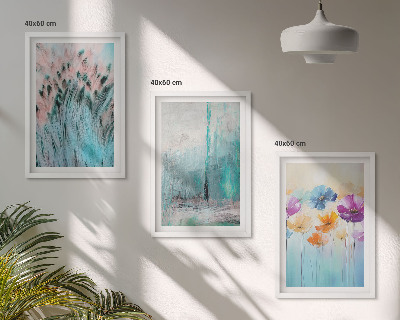 Lot de 3 tableaux pour salon Motifs de fond de fleurs pastel