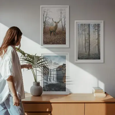 Lot de 3 tableaux pour salon représentant des paysages de nature sauvage et de forêt