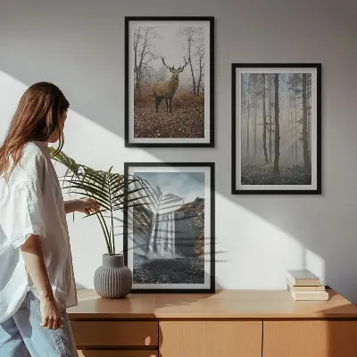 Lot de 3 tableaux pour salon représentant des paysages de nature sauvage et de forêt
