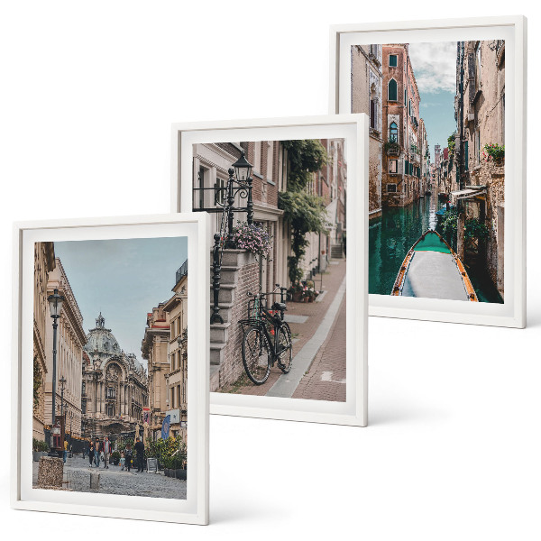 Lot de 3 tableaux pour salon Les rues d'eau de Venise