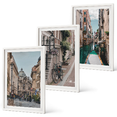 Lot de 3 tableaux pour salon Les rues d'eau de Venise
