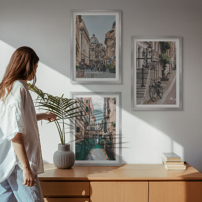 Lot de 3 tableaux pour salon Les rues d'eau de Venise