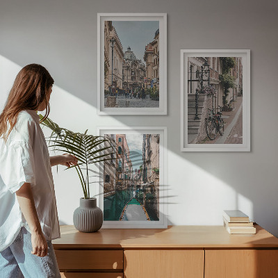 Lot de 3 tableaux pour salon Les rues d'eau de Venise