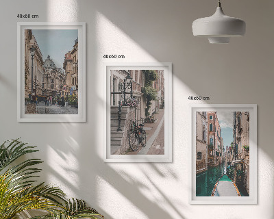 Lot de 3 tableaux pour salon Les rues d'eau de Venise