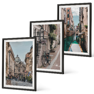 Lot de 3 tableaux pour salon Les rues d'eau de Venise