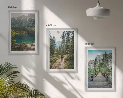 Lot de 3 tableaux pour salon motif montagnes, lacs, forêts et sentiers