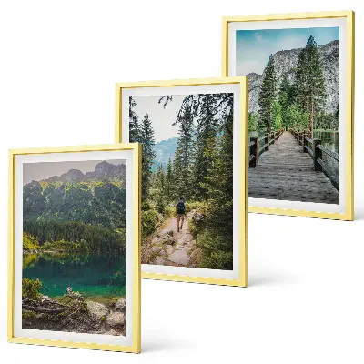 Lot de 3 tableaux pour salon motif montagnes, lacs, forêts et sentiers