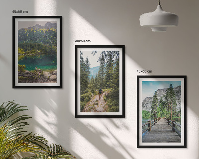 Lot de 3 tableaux pour salon Montagnes, lacs, forêts, sentiers