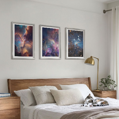Lot de 3 tableaux pour salon Paysages stellaires cosmiques
