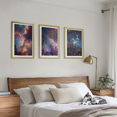 Lot de 3 tableaux pour salon Paysages stellaires cosmiques