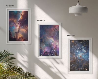 Lot de 3 tableaux pour salon Paysages stellaires cosmiques