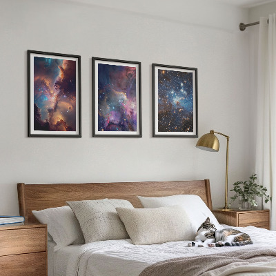 Lot de 3 tableaux pour salon Paysages stellaires cosmiques