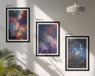 Lot de 3 tableaux pour salon Paysages stellaires cosmiques