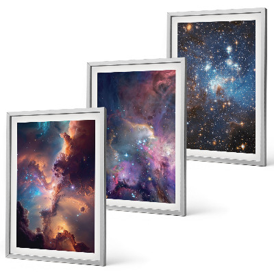 Lot de 3 tableaux pour salon Paysages stellaires cosmiques