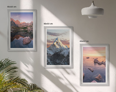 Lot de 3 tableaux pour salon Paysages de montagne en arrière-plan