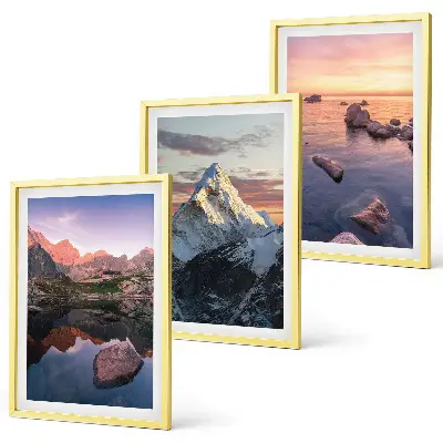 Lot de 3 tableaux pour salon avec paysages de montagne en arrière-plan