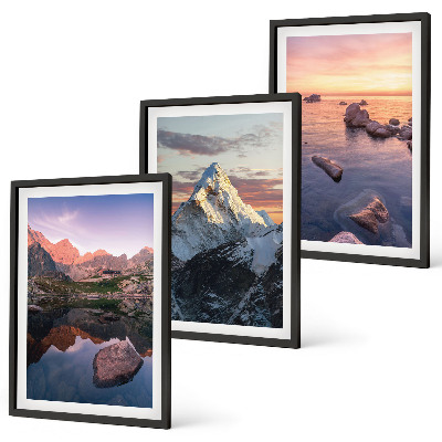 Lot de 3 tableaux pour salon Paysages de montagne en arrière-plan