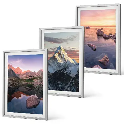 Lot de 3 tableaux pour salon avec paysages de montagne en arrière-plan