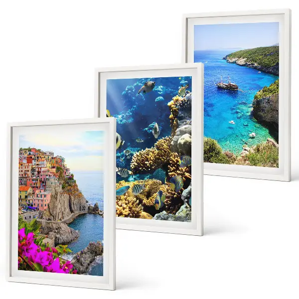 Cadre photo mural vues sur la mer et maisons colorées