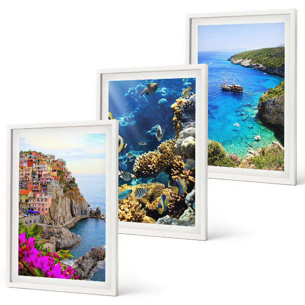 Cadre photo mural Vues sur la mer, maisons colorées