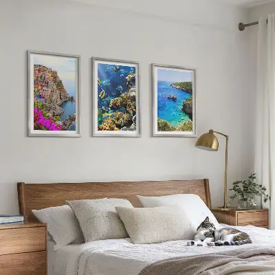Cadre photo mural vues sur la mer et maisons colorées