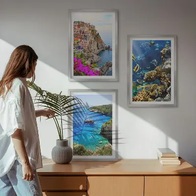 Cadre photo mural vues sur la mer et maisons colorées