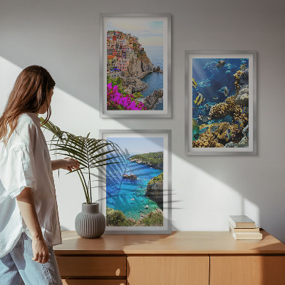 Cadre photo mural Vues sur la mer, maisons colorées
