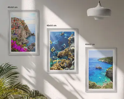 Cadre photo mural vues sur la mer et maisons colorées