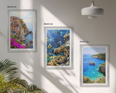 Cadre photo mural Vues sur la mer, maisons colorées