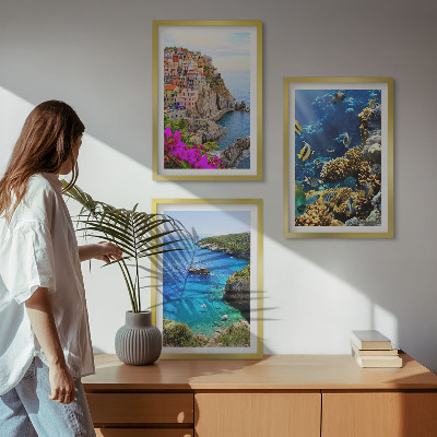 Cadre photo mural Vues sur la mer, maisons colorées