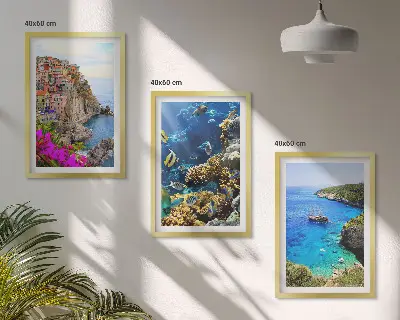 Cadre photo mural vues sur la mer et maisons colorées