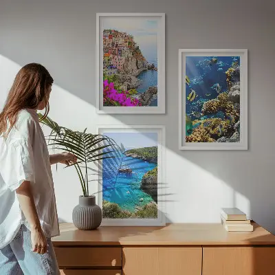 Cadre photo mural vues sur la mer et maisons colorées