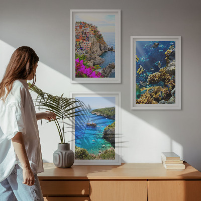 Cadre photo mural Vues sur la mer, maisons colorées