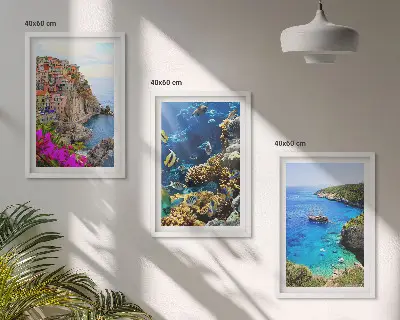 Cadre photo mural vues sur la mer et maisons colorées