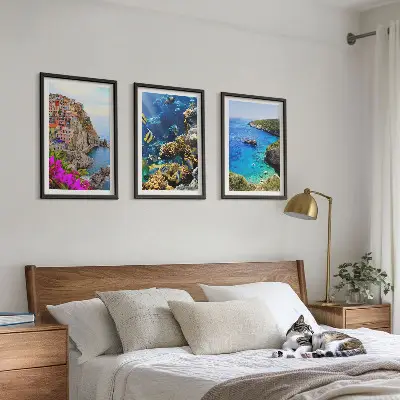 Cadre photo mural vues sur la mer et maisons colorées