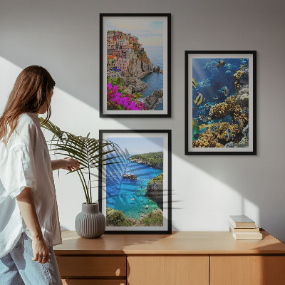 Cadre photo mural Vues sur la mer, maisons colorées