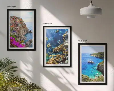 Cadre photo mural vues sur la mer et maisons colorées