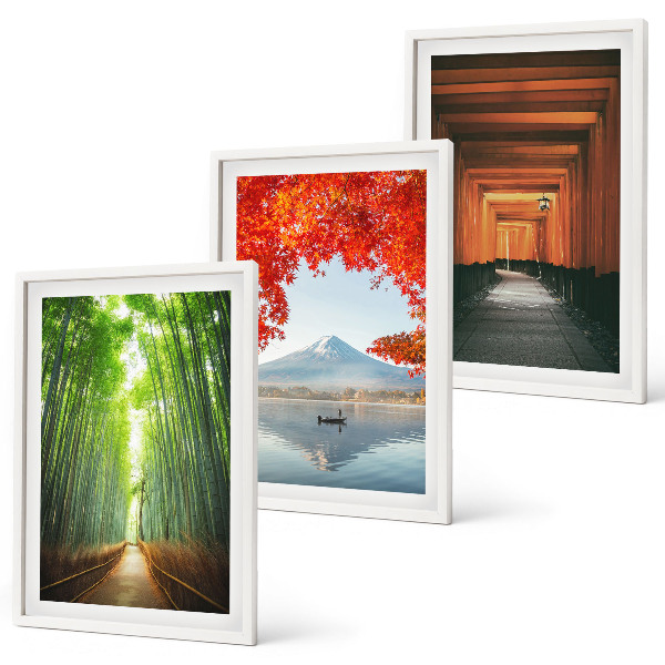 Lot de 3 tableaux pour salon Paysage de la forêt de bambous de Fuji