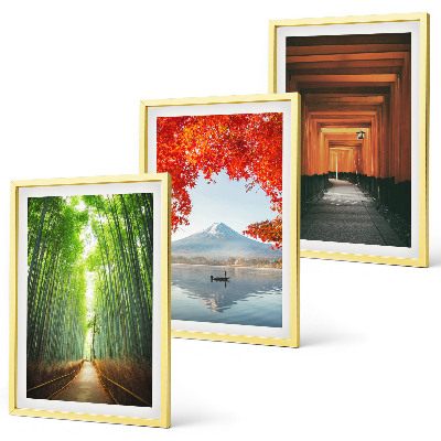 Lot de 3 tableaux pour salon Paysage de la forêt de bambous de Fuji