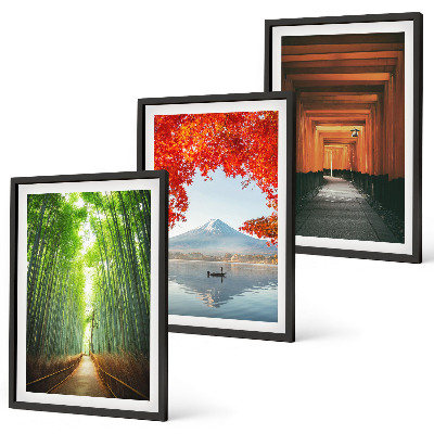 Lot de 3 tableaux pour salon Paysage de la forêt de bambous de Fuji