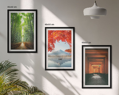 Lot de 3 tableaux pour salon Paysage de la forêt de bambous de Fuji