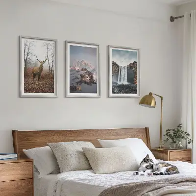 Lot de 3 tableaux pour salon représentant des paysages montagneux sauvages