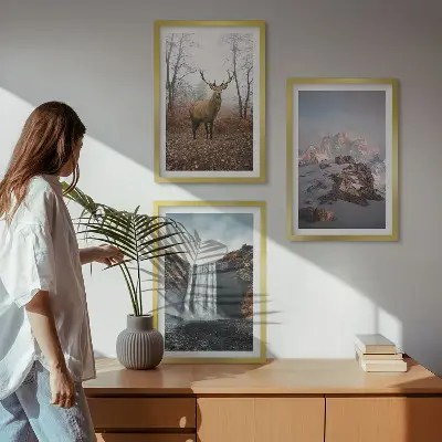 Lot de 3 tableaux pour salon représentant des paysages montagneux sauvages